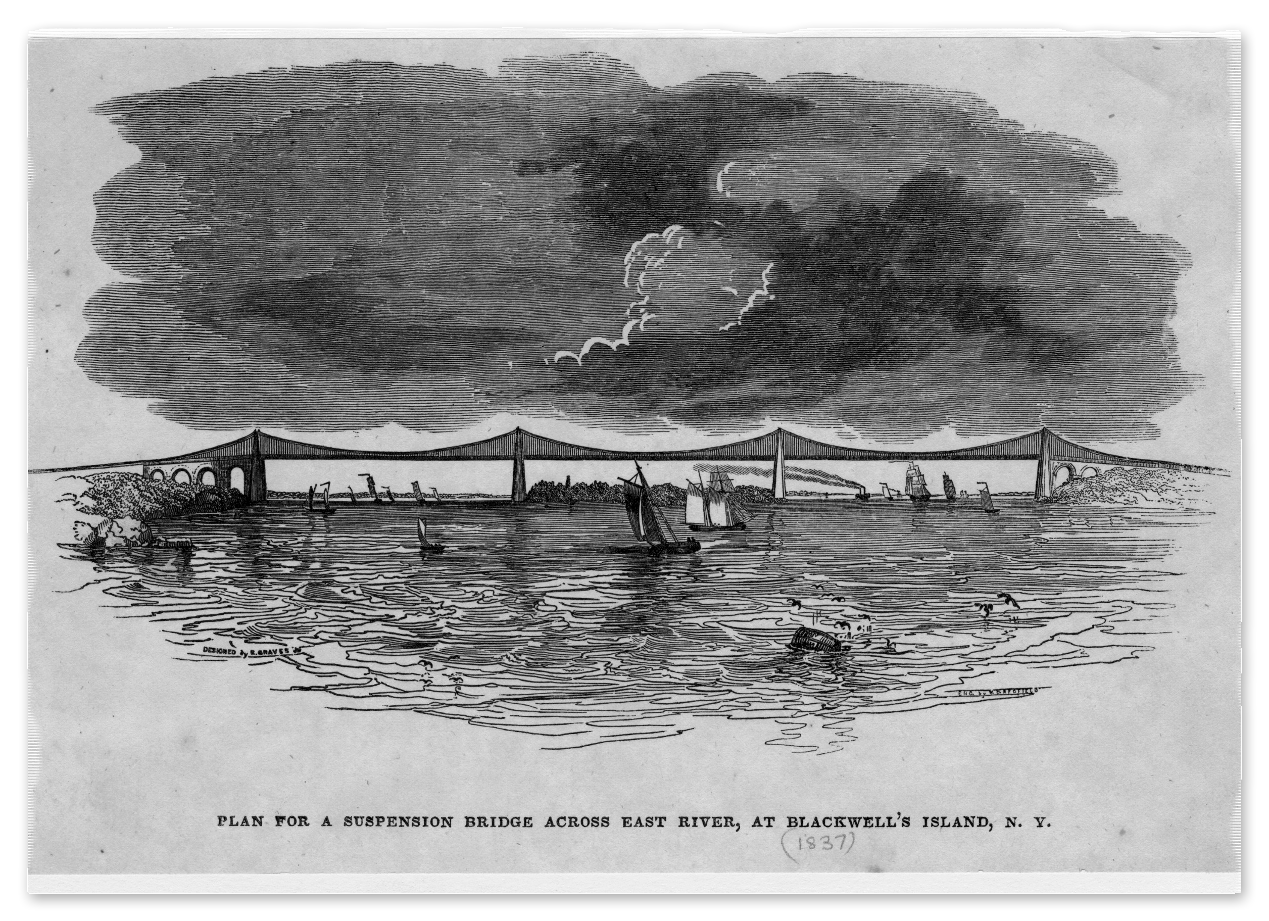 Plan for a Suspension Bridge Across East River, at Blackwell's Island, N.Y