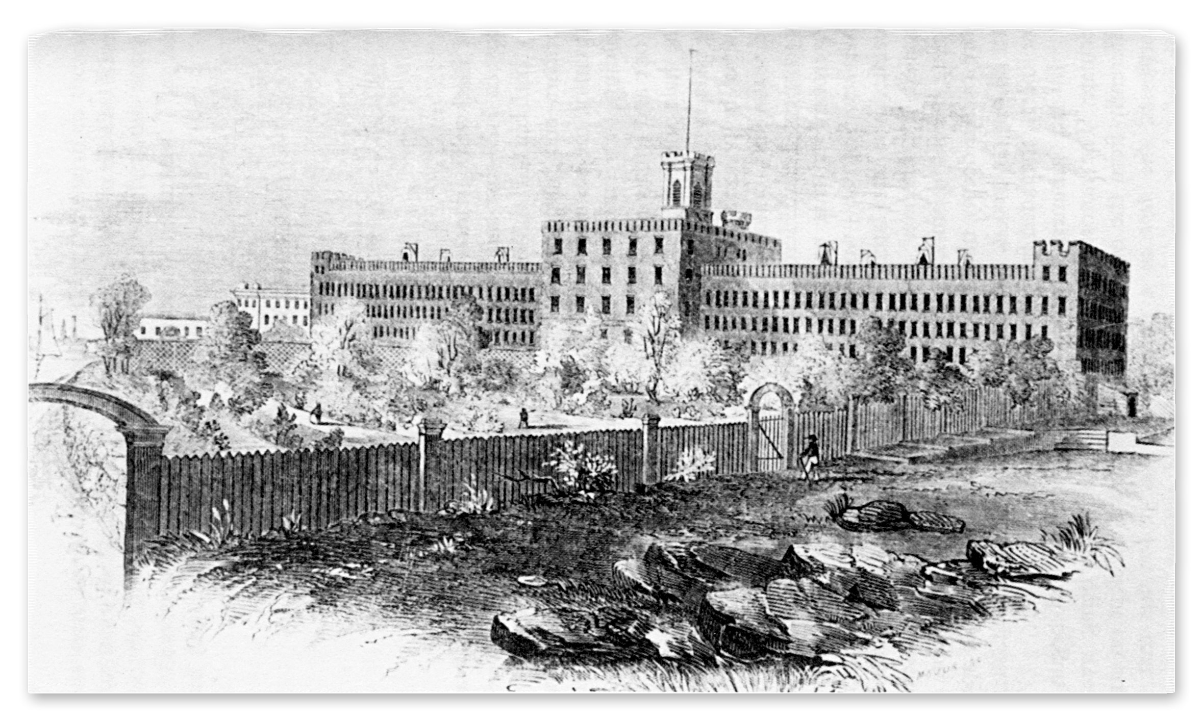 Prison and Garden on Blackwell's Island (from Gleason's Pictorial, May 28 1853)